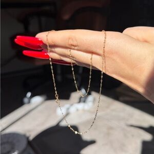 Solid 10K Gold Mirror Link Chain 16” 1.6mm Real Gold Necklace NEW